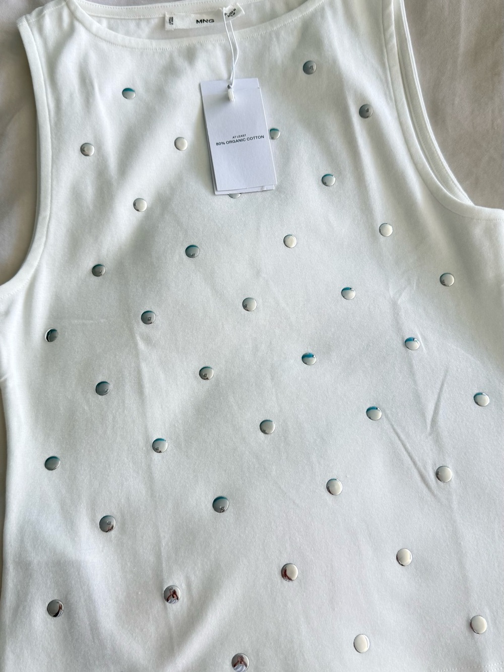 Mango NWT COTTON STUDDED TOP - Picture 10 of 10